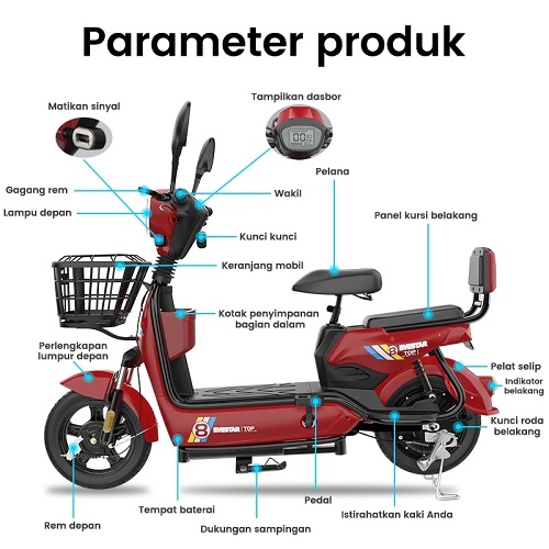Sepeda Listrik Dewasa Sepeda Listrik Murah Sepeda Motor Listrik Kapasitas angkut 150kg 48v 12ah Sepeda listrik Garansi 5 tahun