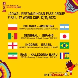 Jadwal Siaran Langsung Piala Dunia U-17, Jumat 17 November 2023