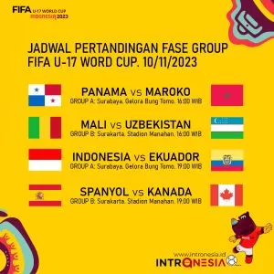 Piala Dunia FIFA U-17 Indonesia 2023: Jadwal Pertandingan Penyisihan Group, 10 November 2023