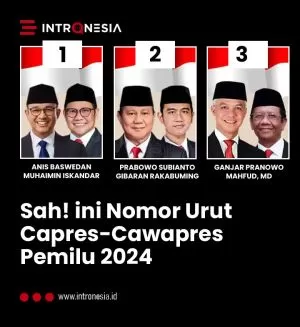 Nomor Urut Pilpres 2024: Anies-Imin 1, Prabowo-Gibran 2, Ganjar-Mahfud 3