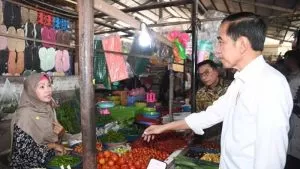 Cek Harga Komoditas Pangan di Pasar Sekip Ujung, Jokowi: Harga Stabil