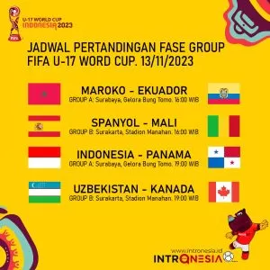 Jadwal Piala Dunia U-17 Senin 13 November 2023: Penyisihan Group
